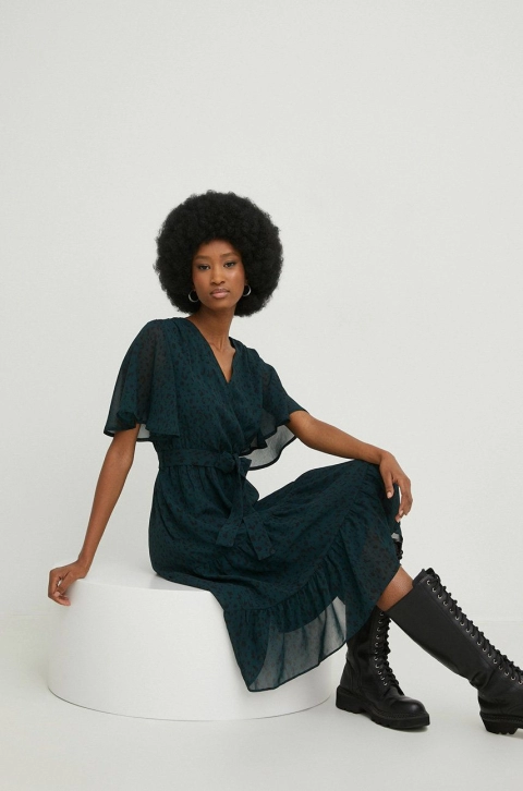 Answear Lab rochie culoarea verde, mini, evazati