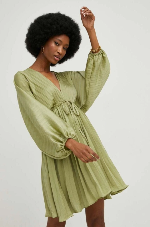 Answear Lab rochie culoarea verde, mini, evazati