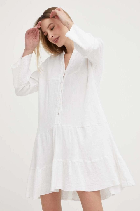 Answear Lab rochie din bumbac culoarea alb, mini, oversize