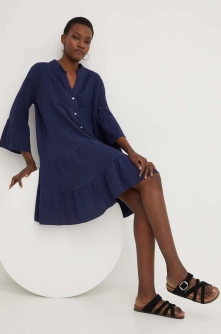 Answear Lab rochie din bumbac culoarea albastru marin, mini, oversize