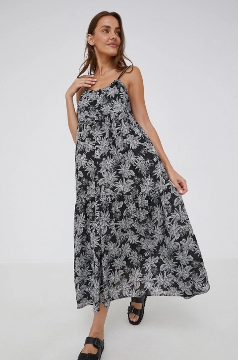 Answear Lab rochie din bumbac culoarea negru, maxi, drept