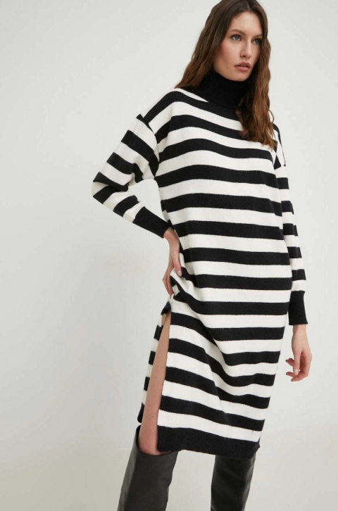Answear Lab rochie din lana culoarea negru, mini, oversize