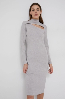 Answear Lab Rochie din lână culoarea gri, mini, mulat