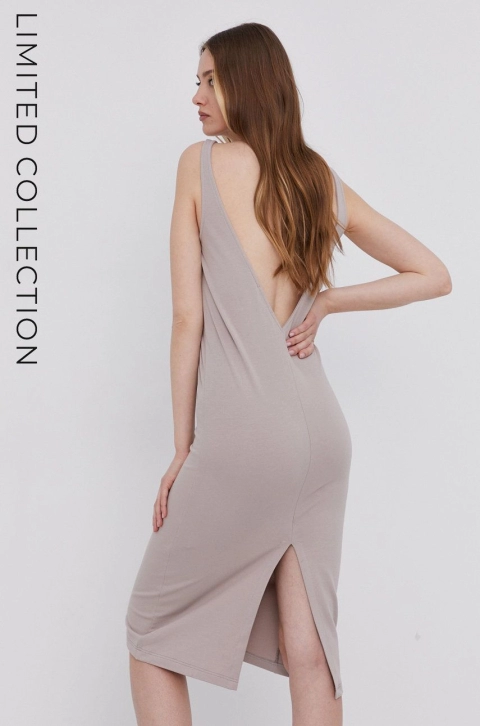 Answear Lab Rochie ECO culoarea bej, midi, model drept