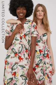 Answear Lab X limited festival collection BE BRAVE rochie culoarea bej, midi, evazati