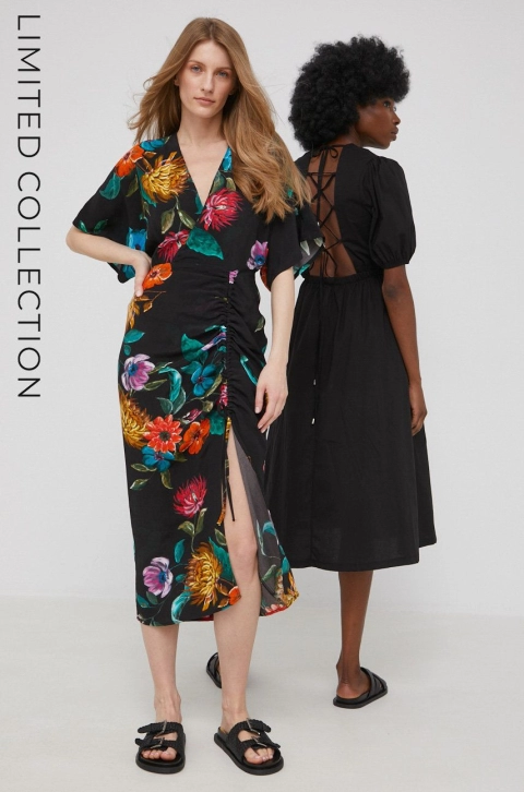 Answear Lab X limited festival collection BE BRAVE rochie culoarea negru, midi, drept