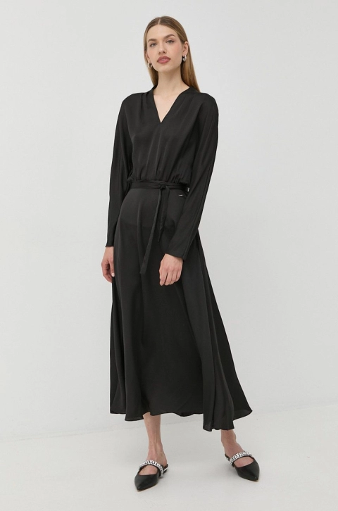 Armani Exchange rochie culoarea negru, maxi, evazati