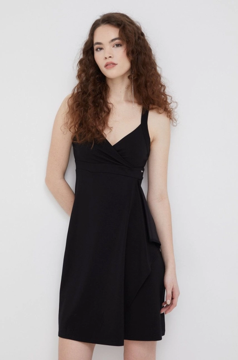 Armani Exchange rochie culoarea negru, mini, evazati