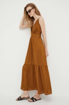 Artigli rochie culoarea maro, maxi, evazati