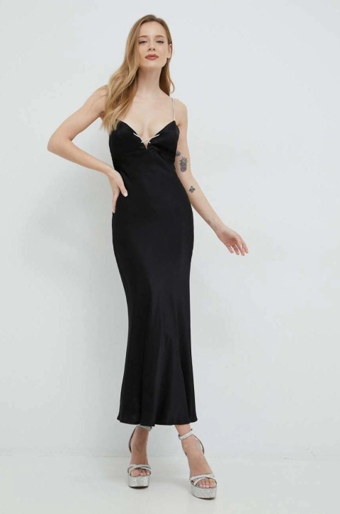 Bardot rochie culoarea negru, maxi, drept