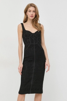 Bardot rochie culoarea negru, mini, mulata