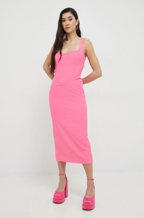 Bardot rochie culoarea violet, midi, drept