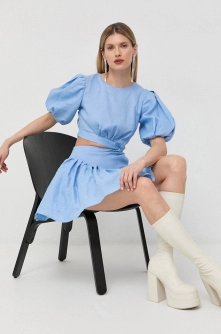 Bardot rochie din in mini, evazati