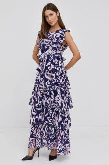 Beatrice B rochie culoarea albastru marin, maxi, evazati