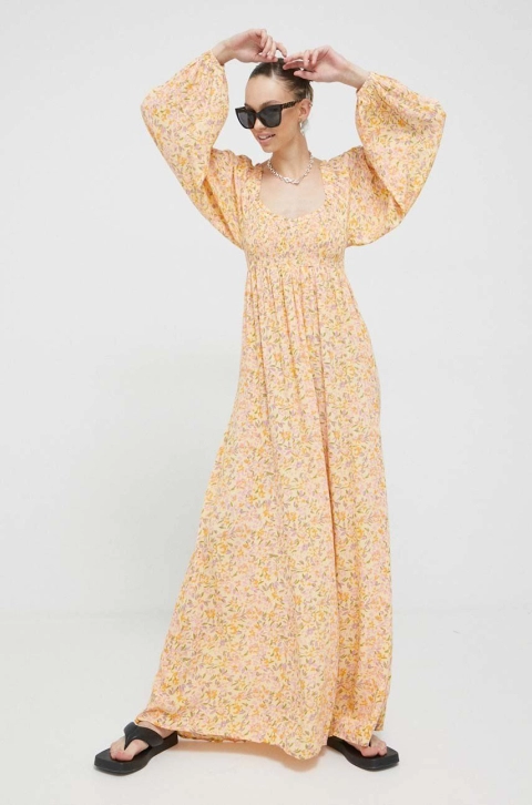 Billabong rochie culoarea portocaliu, maxi, drept