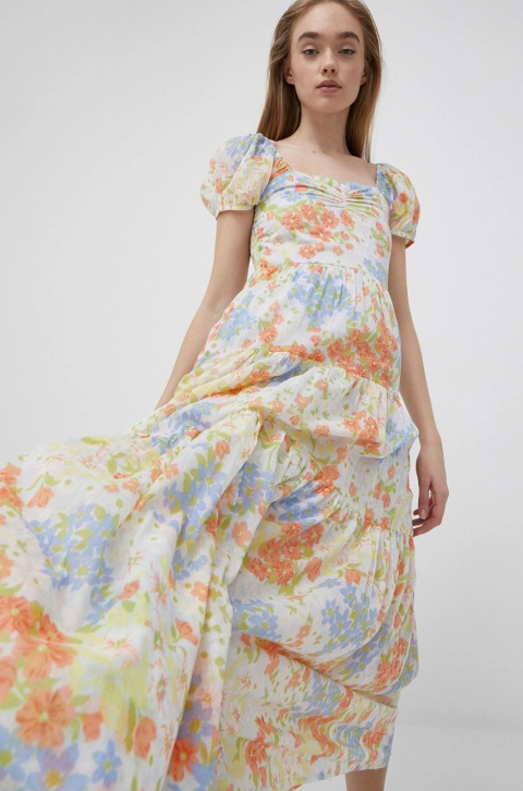 Billabong rochie din bumbac maxi, evazati