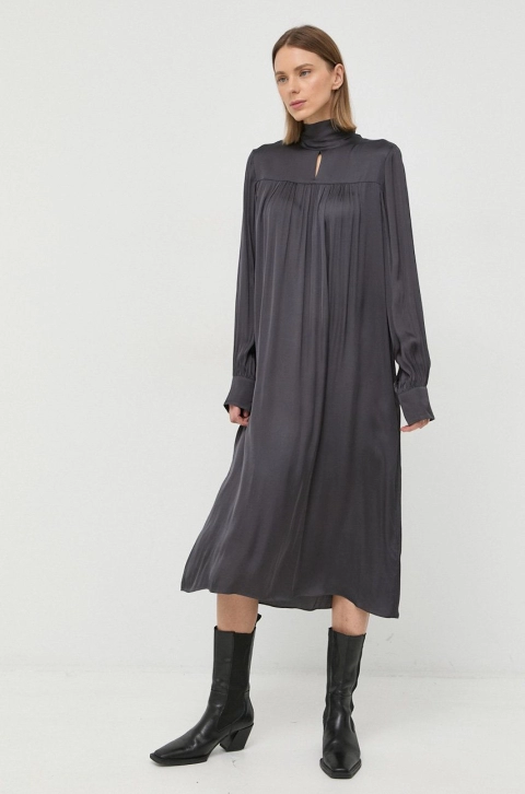 Birgitte Herskind rochie Alberte culoarea gri, midi, drept