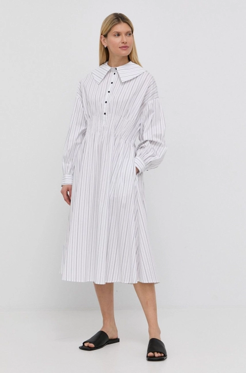 Birgitte Herskind rochie culoarea alb, midi, evazati