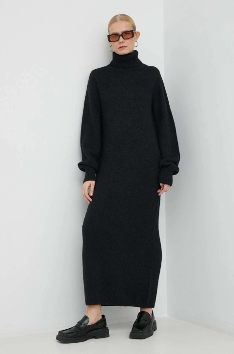Birgitte Herskind rochie din lana Tipp Knit Dress culoarea negru, maxi, drept