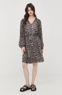 BOSS rochie culoarea maro, mini, evazati