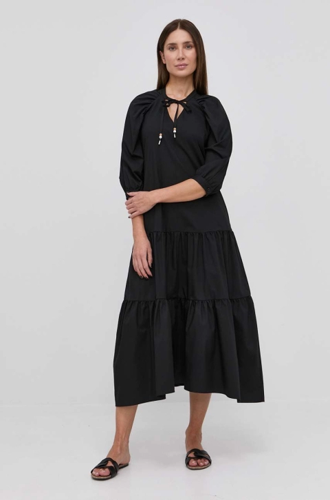 Boss rochie culoarea negru, maxi, evazati