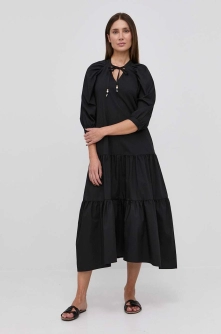 Boss rochie culoarea negru, maxi, evazati