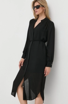 BOSS rochie culoarea negru, midi, drept