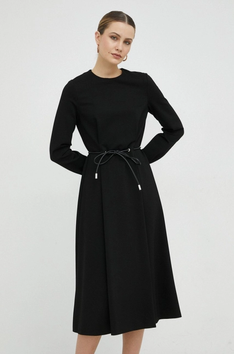 BOSS rochie culoarea negru, mini, evazati