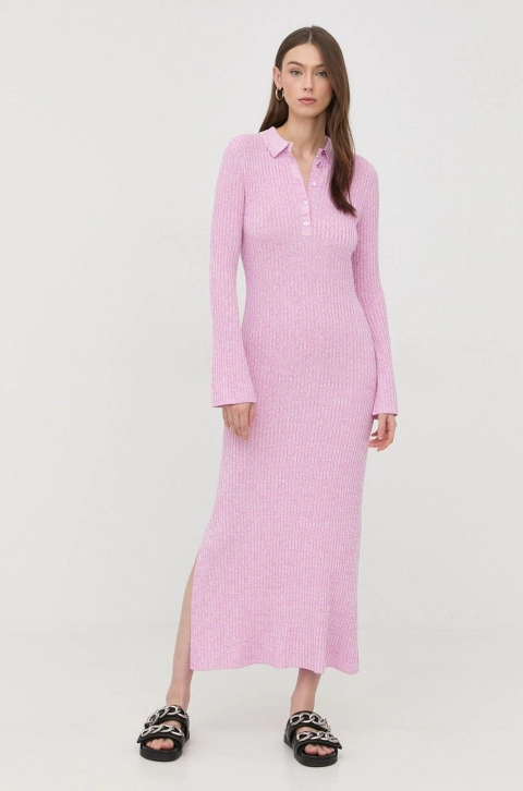 BOSS rochie culoarea violet, maxi, mulata