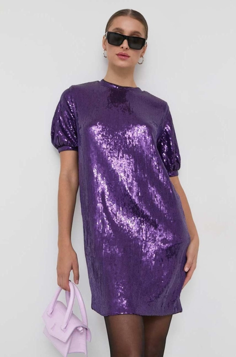 BOSS rochie culoarea violet, mini, drept