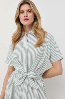 BOSS rochie din bumbac culoarea verde, mini, evazati