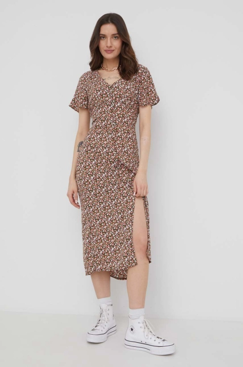 Brave Soul rochie culoarea roz, midi, drept