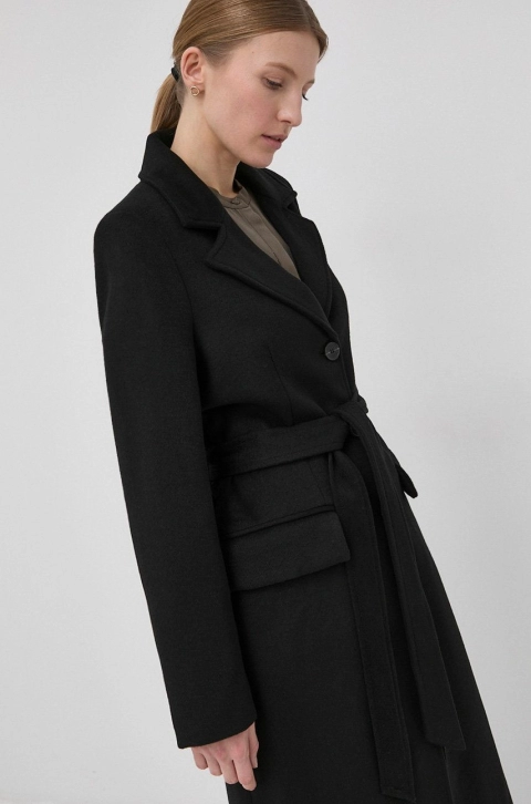 Bruuns Bazaar Palton de lână Catarina Novelle culoarea negru, de tranzitie