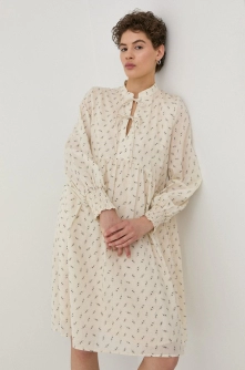 Bruuns Bazaar rochie culoarea bej, midi, evazati
