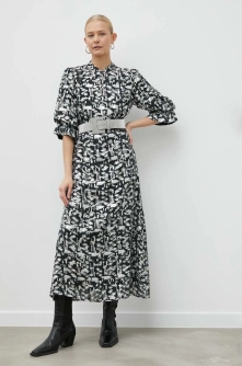 Bruuns Bazaar rochie culoarea negru, midi, drept