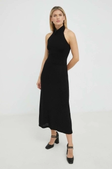 Bruuns Bazaar rochie culoarea negru, midi, drept