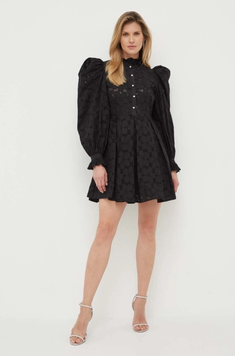 Custommade rochie din bumbac Jennifer culoarea negru, mini, evazati