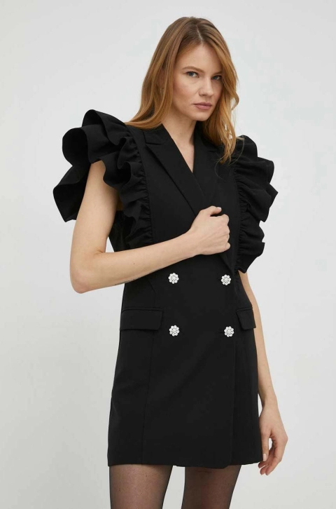 Custommade rochie Kobane culoarea negru, mini, drept