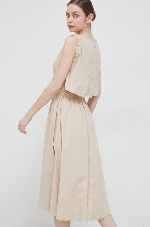 Deha rochie culoarea bej, midi, evazati