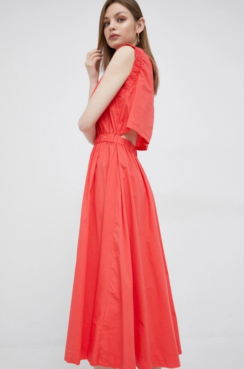 Deha rochie culoarea rosu, midi, evazati