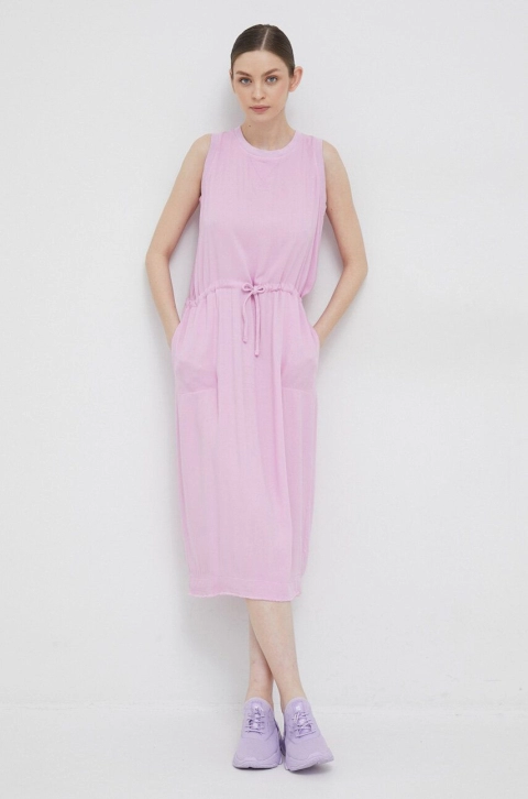 Deha rochie culoarea roz, midi, drept