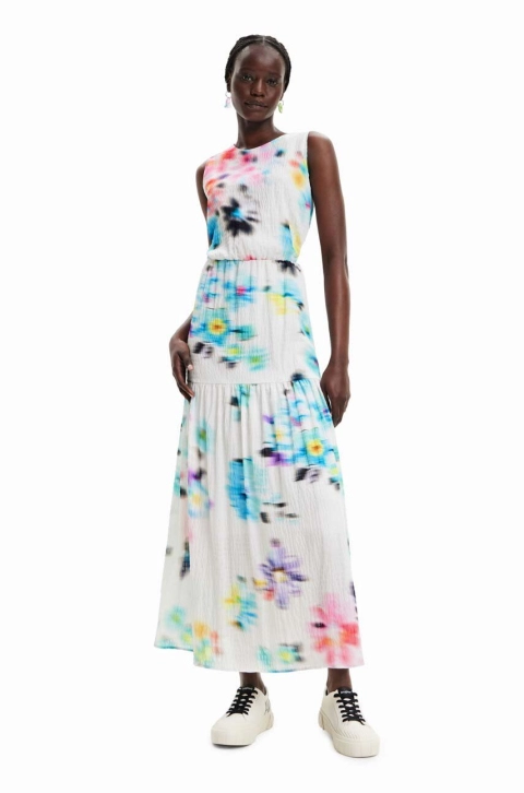 Desigual rochie culoarea bej, maxi, evazati
