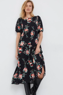 Desigual rochie culoarea negru, midi, evazati