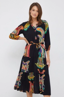 Desigual rochie culoarea negru, midi, evazati