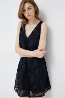 Desigual rochie culoarea negru, mini, drept