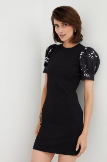 Desigual rochie culoarea negru, mini, mulata