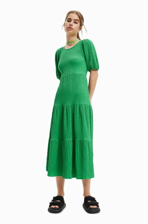 Desigual rochie culoarea verde, midi, evazati