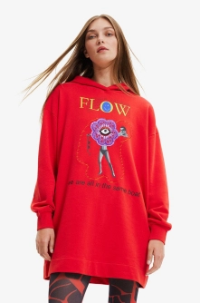 Desigual rochie din bumbac culoarea rosu, mini, drept