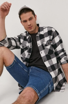Dickies Cămașă bărbați, culoarea negru, cu guler clasic, regular