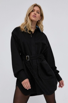 Diesel Rochie din bumbac culoarea negru, mini, oversize
